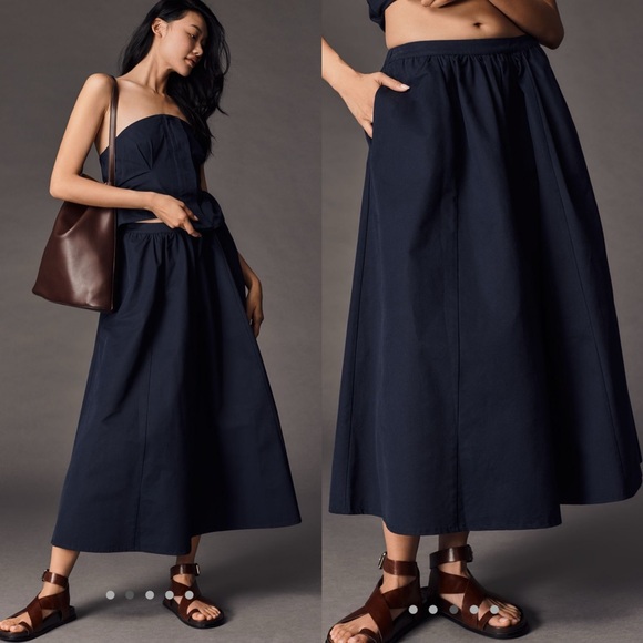 Anthropologie Dresses & Skirts - Maeve the Jacie Poplin Midi Skirt